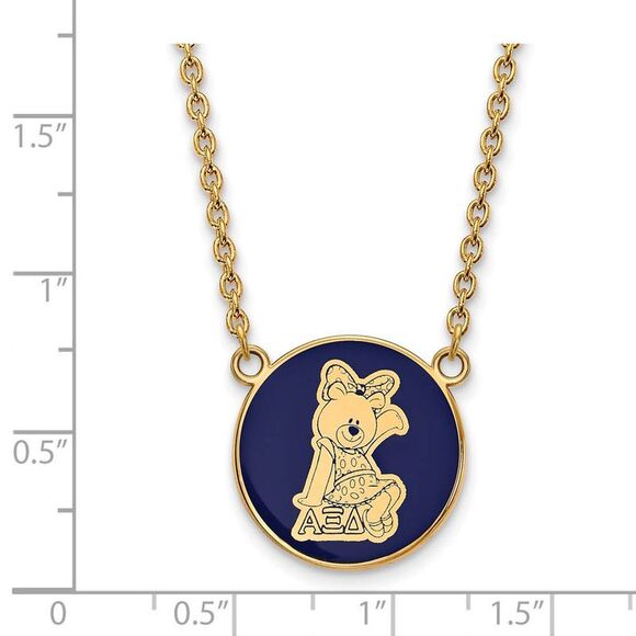 14K Plated Silver Alpha Xi Delta Large Enamel Mascot Necklace - Picture 3 of 5